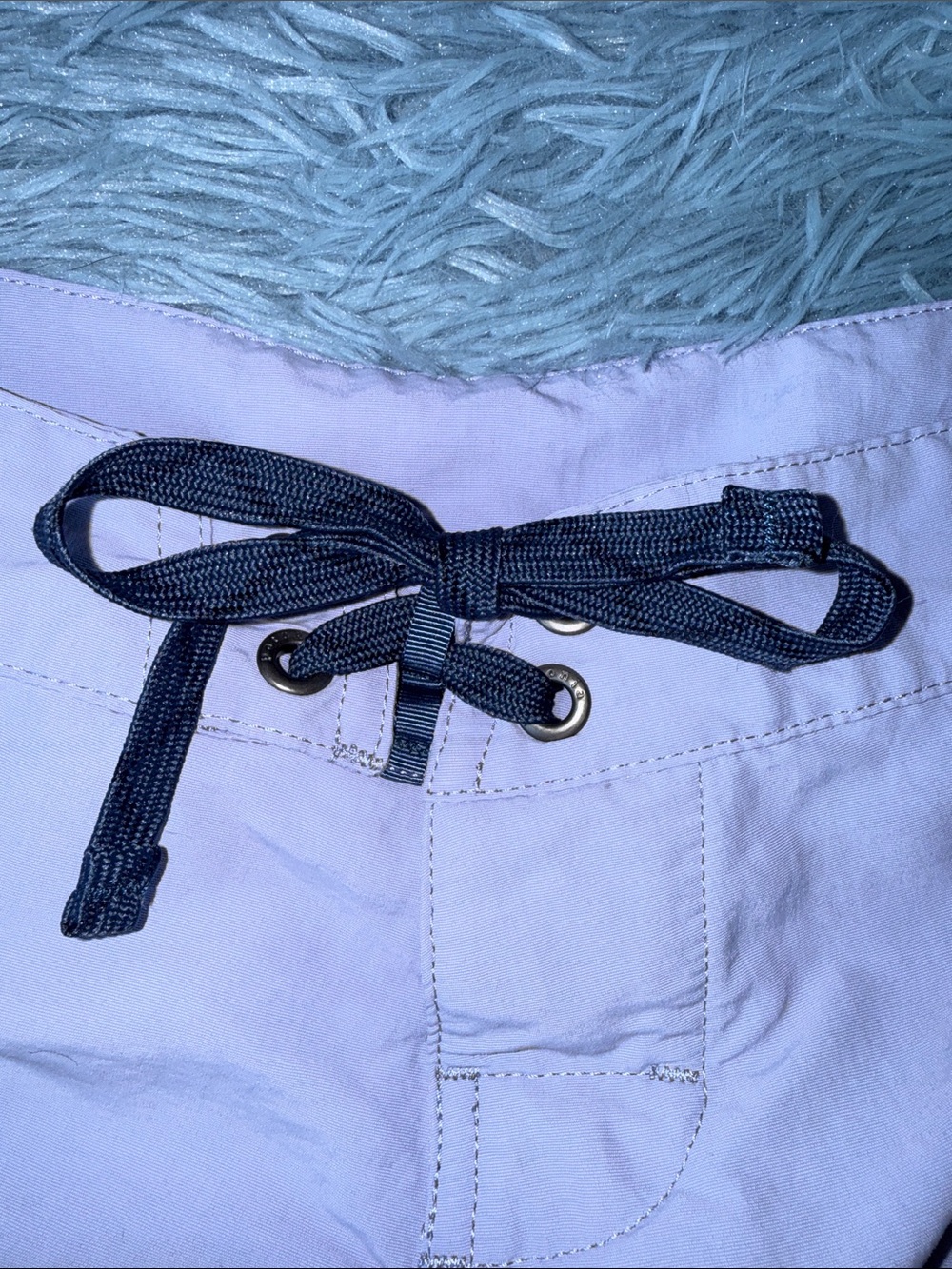 Patagonia Light Lavender Women's Athletic Swim Shorts with Navy Drawstring 0 - Picture 4 of 7
